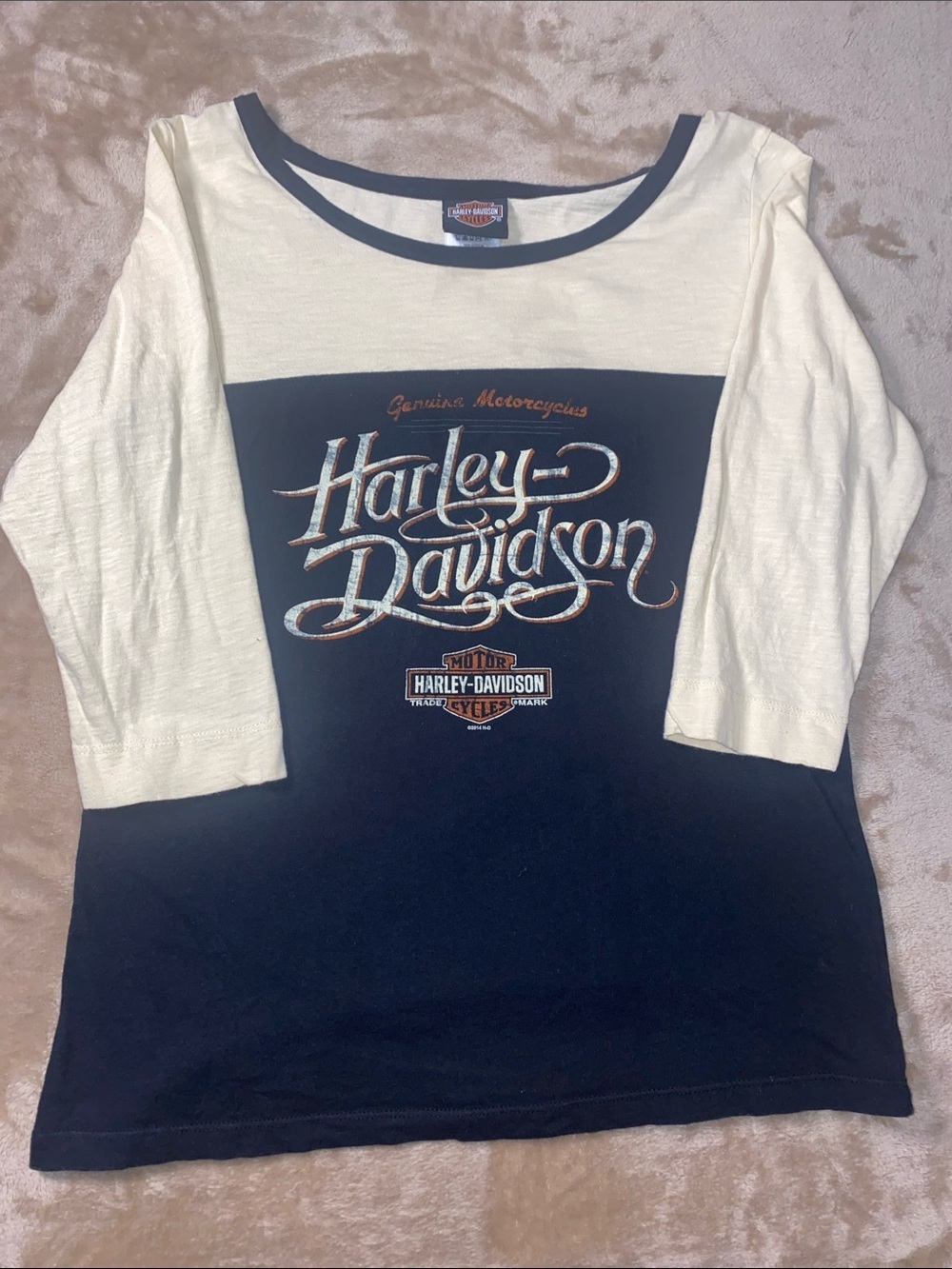 Harley-Davidson black and Cream Raglan Graphic Tee